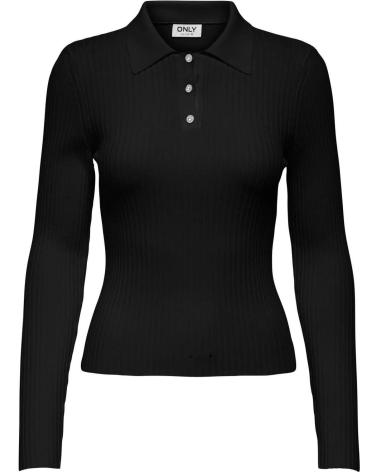 ONLY POLO A MANICHE LUNGHE A COSTE NERO 15355354 NEGRO
