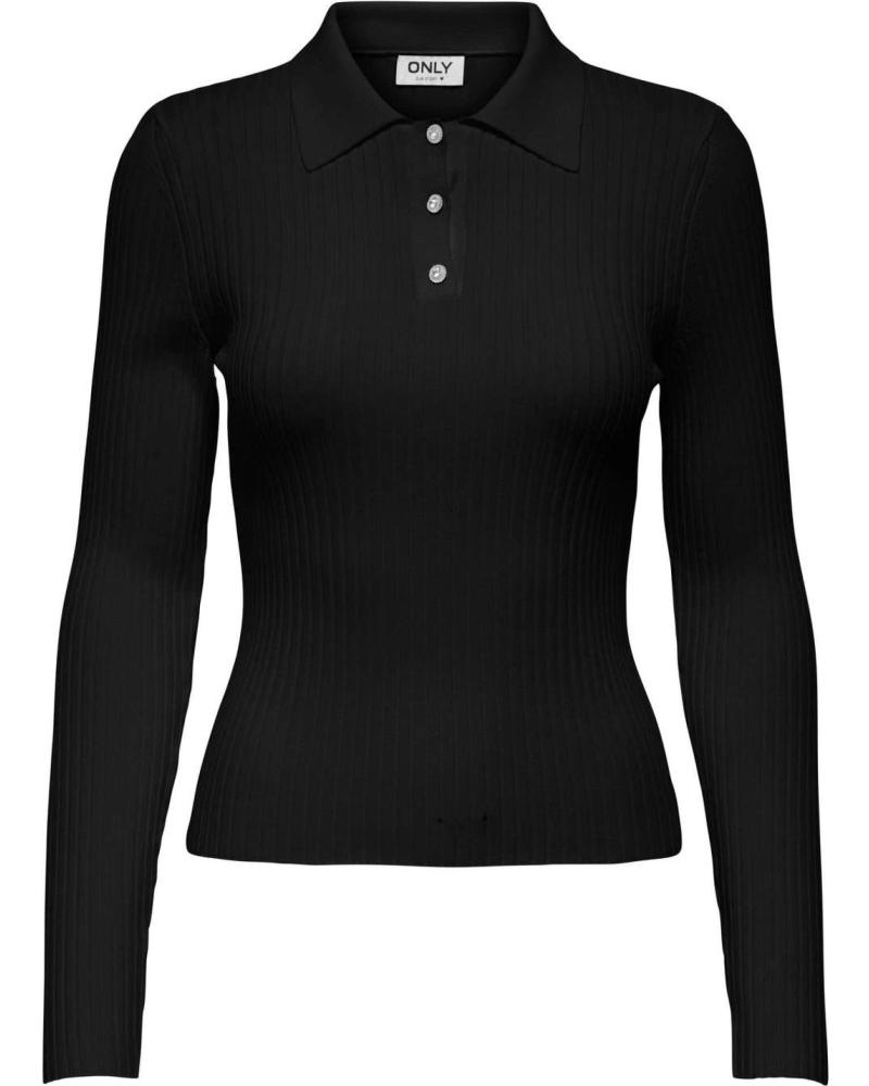ONLY POLO A MANICHE LUNGHE A COSTE NERO 15355354 NEGRO