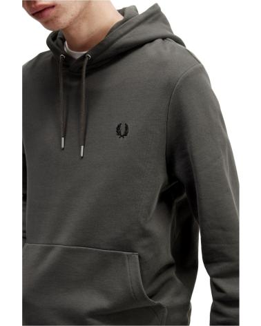SWEAT À CAPUCHE FRED PERRY VERT AVEC BORDS-CÔTES VERDE