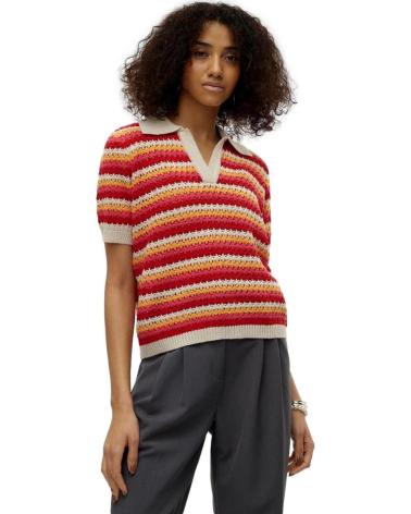 VERO MODA TOP CROCHÊ GOLA CAMISA LISTRAS MULTICOR 10308216 MULTICOLOR