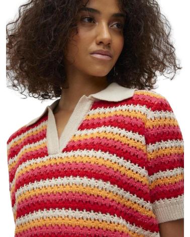 VERO MODA HÄKEL-TOP HEMDKRAGEN MEHRFARBIG GESTREIFT 10308216 MULTICOLOR
