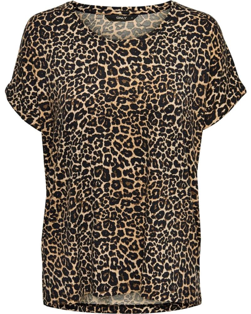 ONLY SHORT SLEEVE TOP WITH BROWN ANIMAL PRINT MARRóN