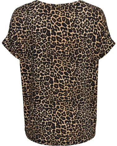 ONLY SHORT SLEEVE TOP WITH BROWN ANIMAL PRINT MARRóN
