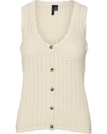 VERO MODA TOP CROCHÊ ABOTOADO BEGE 10324092 BEIGE