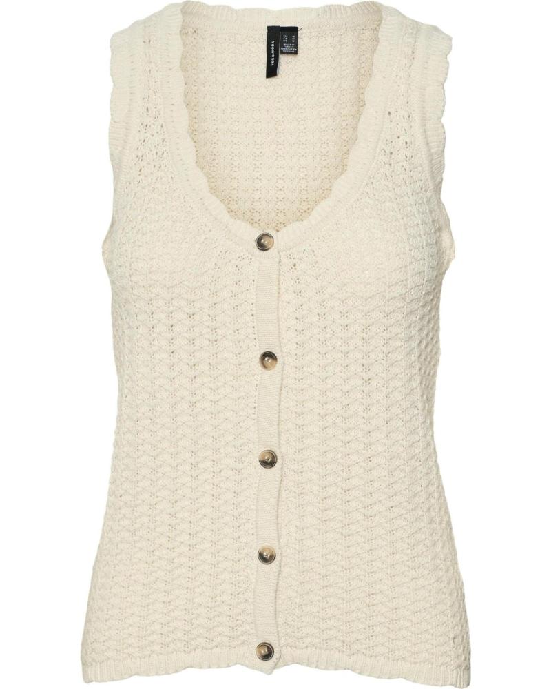 VERO MODA TOP CROCHÊ ABOTOADO BEGE 10324092 BEIGE