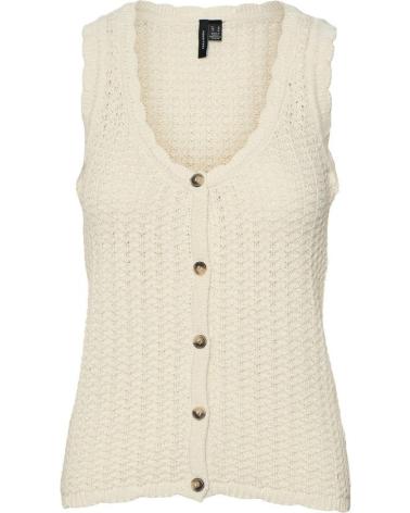 VERO MODA TOP CROCHÊ ABOTOADO BEGE 10324092 BEIGE