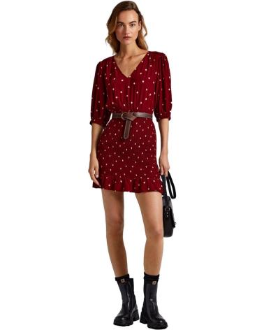 PEPE JEANS VESTITO CORTO PL953363 ROSSO FANTASIA ROJO