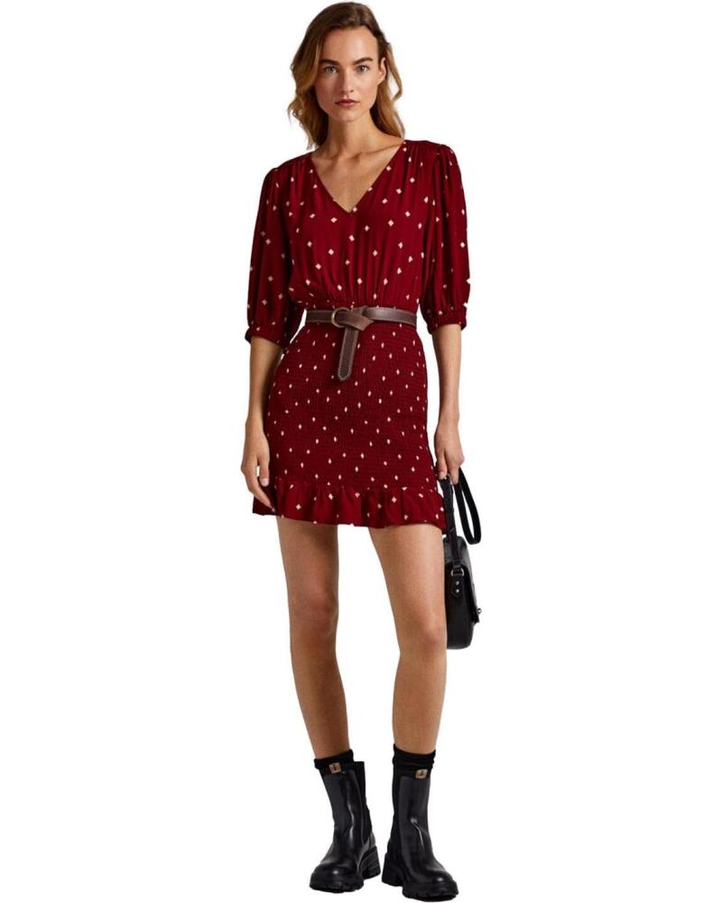 PEPE JEANS VESTITO CORTO PL953363 ROSSO FANTASIA ROJO