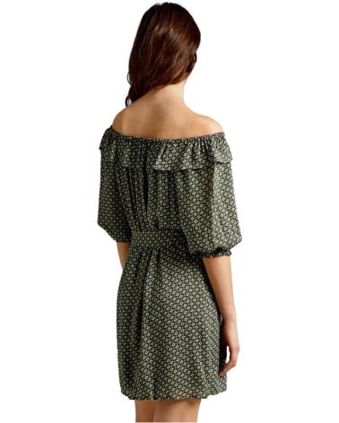PEPE JEANS VESTITO CORTO PL953352 VERDE FANTASIA SCOLLO BARCA VERDE