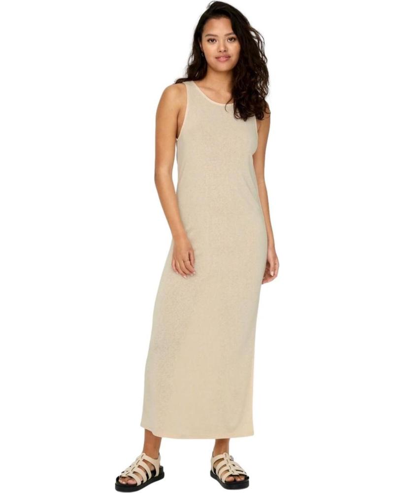 ONLY LANGES KLEID LOCKERER SCHNITT 15290779 BEIGE ÄRMELLOS BEIGE
