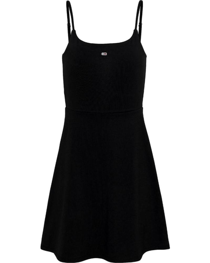TOMMY JEANS ABITO NERO STRAP FLARE DW0DW17988 NEGRO