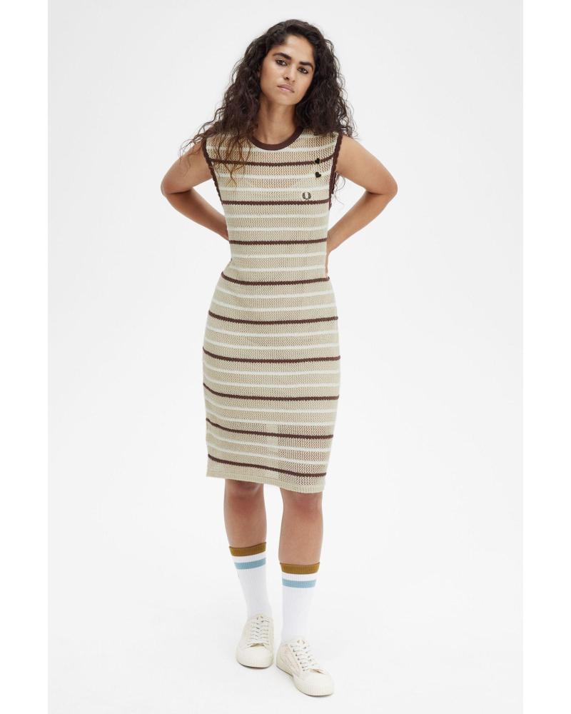 FRED PERRY SLEEVELESS KNIT DRESS SD7117 BEIGE BEIGE