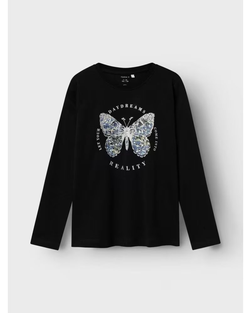 NAME IT Camiseta De Manga Larga 49514535354707 en negro para ninas NEGRO