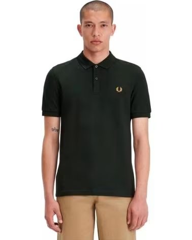 FRED PERRY M6000 SLIM FIT PLAIN POLO NIGHT GREEN LIGHT RUST DARK VERDE