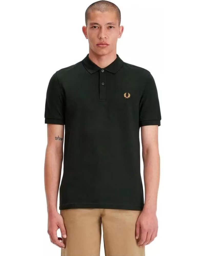 FRED PERRY POLO M6000 SLIM FIT PLAIN BLACK CHROME NEGRO