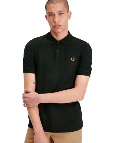 FRED PERRY POLO M6000 SLIM FIT PLAIN BLACK CHROME NEGRO