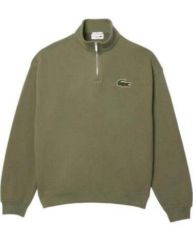 FELPA LACOSTE VERDE CON COLLO ALTO E VESTIBILITÀ AMPIA VERDE
