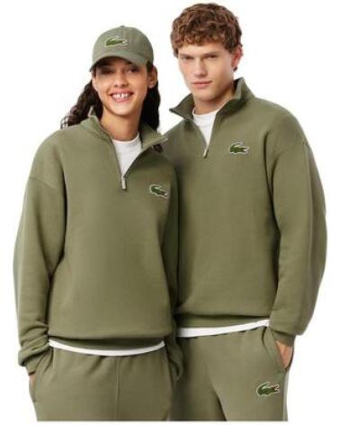 LACOSTE GREEN SWEATSHIRT WITH HIGH NECK AND LOOSE FIT VERDE
