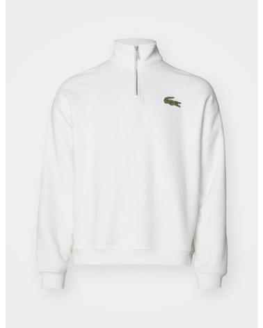 SWEAT-SHIRT LACOSTE COL MONTANT COUPE AMPLE BLANC BLANCO