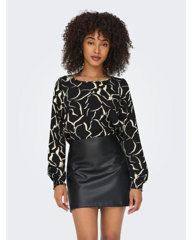 ONLY TOP MANGA LARGA ESTAMPADO MUJER 15332214 NEGRO