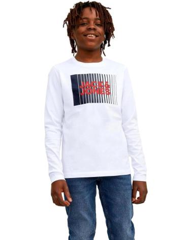 T-SHIRT MANCHES LONGUES JACK & JONES ENFANT 12244209 BLANC AVEC LOGO MÉTALLISÉ BLANCO