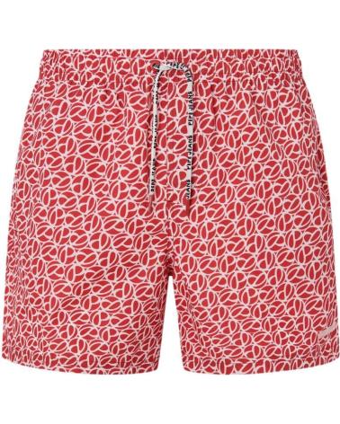 PEPE JEANS PRINT PMB10394 RED SWIM SHORTS WITH GEOMETRIC PATTERN ROJO