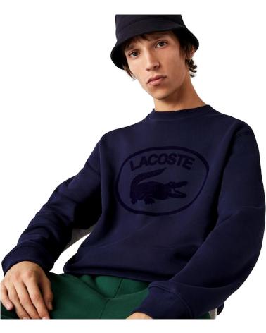 FELPA LACOSTE CON GRANDE LOGO SH025400166 BLU MARINO AZUL