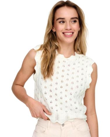 ONLY TOP IN MAGLIA SENZA MANICHE 15291602 BIANCO PANNA BLANCO
