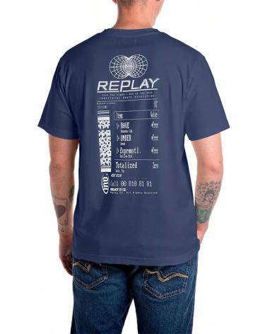 REPLAY T-SHIRT STAMPA TIQUE M3057 BLU AZUL