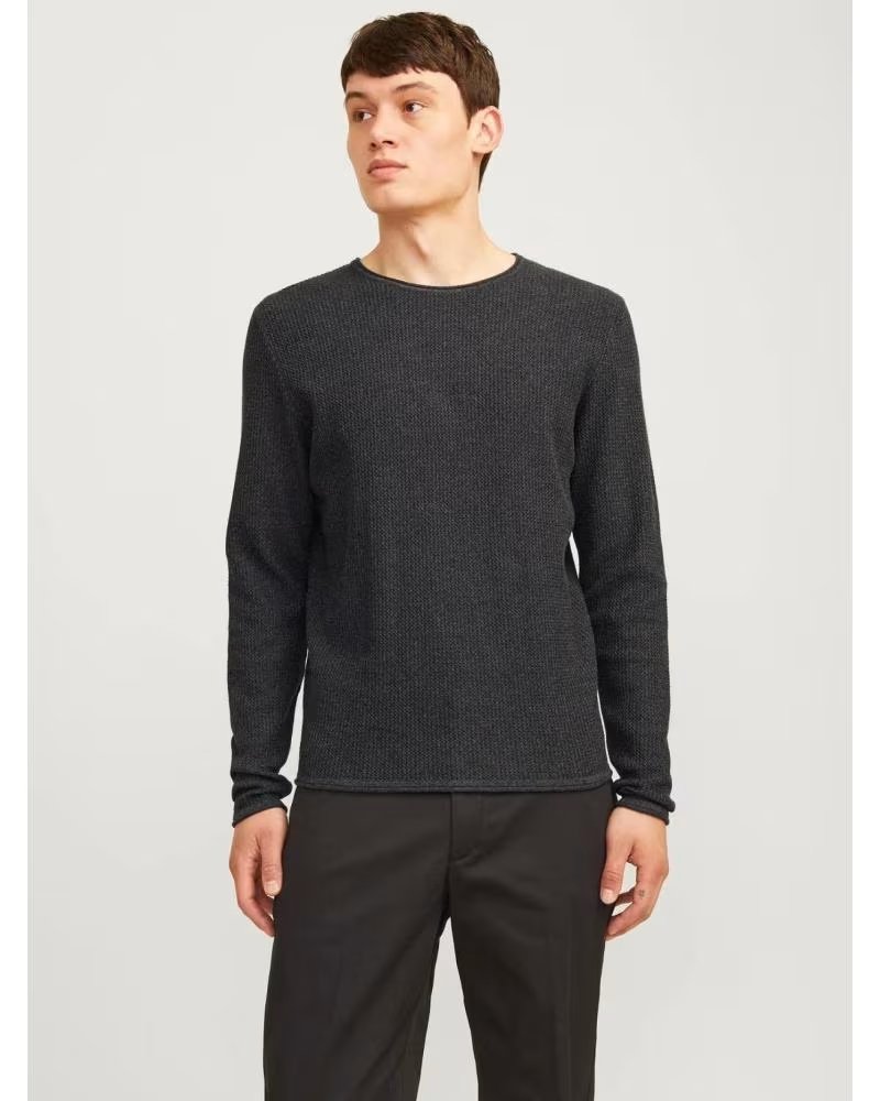 JACK & JONES 12258407 STRICKPULLOVER MIT RUNDHALSAUSSCHNITT FÜR HERREN GRAU GRIS