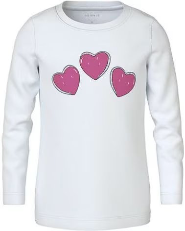 NAME IT NAME IT LANGARMSHIRT MIT HERZ-PRINT BLANCO