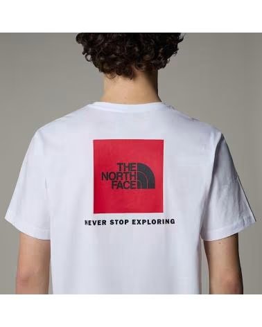 THE NORTH FACE T-SHIRT WEISS KURZARM MIT ROTES QUADRATLOGO BLANCO