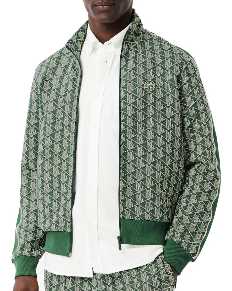 LACOSTE JACQUARD-SWEATSHIRT MIT MONOGRAMM-PRINT GRÜN NAN