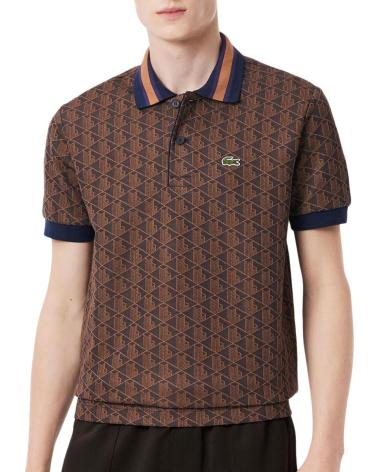 POLO LACOSTE DE JACQUARD MONOGRAMA EM TOM VIOLET BROWN NAN