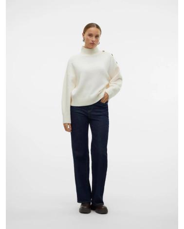 CAMISOLA DE MALHA VERO MODA COM GOLA ALTA BEGE (REF. 10326837) BEIGE