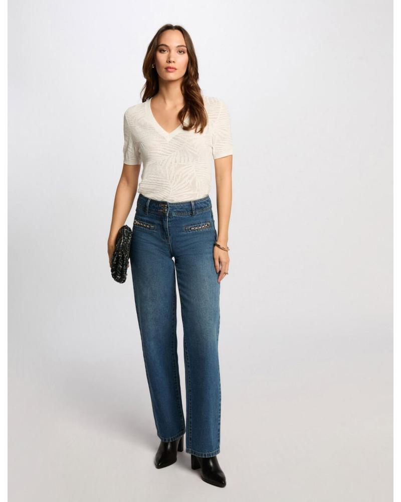 MORGAN SHORT SLEEVE SWEATER 251-MPALM WHITE BLANCO