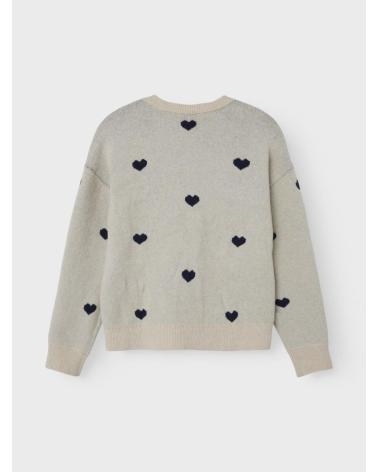 NAME IT JERSEY DE PUNTO CON CORAZONES PARA MUJER BEIGE