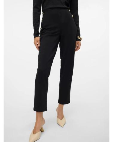 VERO MODA CALÇAS DE MULHER COM BOTÕES DECORATIVOS, MODELO 10318362, COR PRETO BLACK