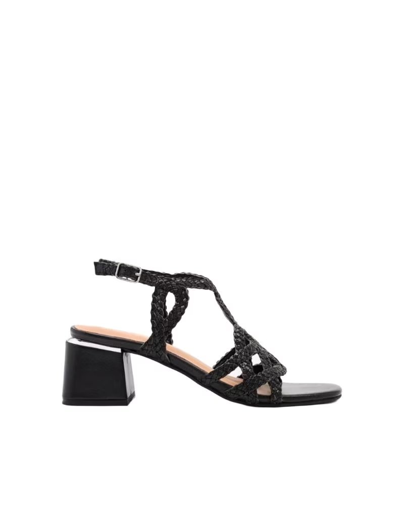 GIOSEPPO ABSATZSANDALEN AUS GEFLOCHTENEM LEDER CRESCENT 75451 SCHWARZ DAMEN NEGRO