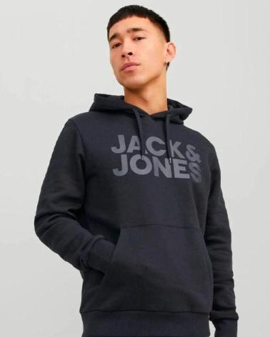 JACK & JONES KAPUZENPULLOVER MIT LOGO 12152840 SCHWARZ NEGRO