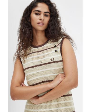 FRED PERRY SLEEVELESS KNIT DRESS SD7117 BEIGE BEIGE