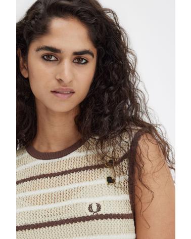 FRED PERRY SLEEVELESS KNIT DRESS SD7117 BEIGE BEIGE