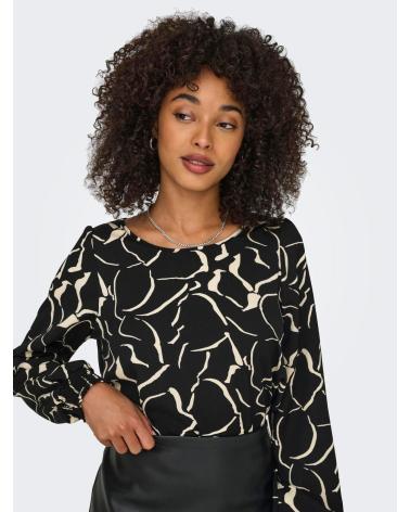 ONLY TOP MANGA LARGA ESTAMPADO MUJER 15332214 NEGRO