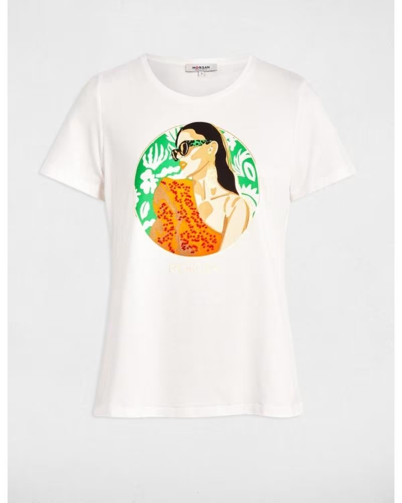 MORGAN CAMISETA DE MANGA CORTA 410303200011 EN BLANCO PARA MUJER WHITE