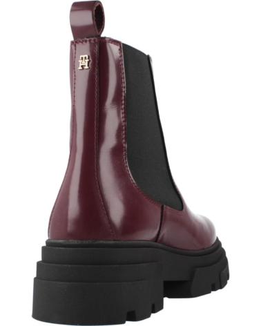 BOTINS CHELSEA TOMMY HILFIGER TH SHINY LEATHER BORDÔ H04 COM PLATAFORMA H04