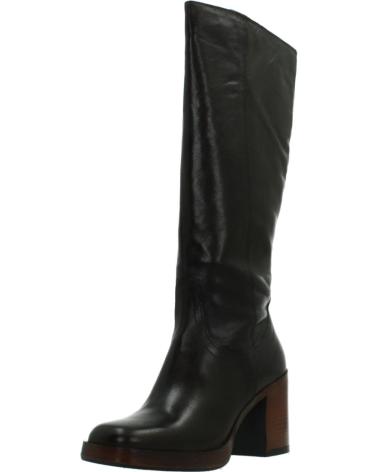 BOTTES NOIRES EN CUIR MJUS MODÈLE P96331 AVEC TALON BOIS MOKA