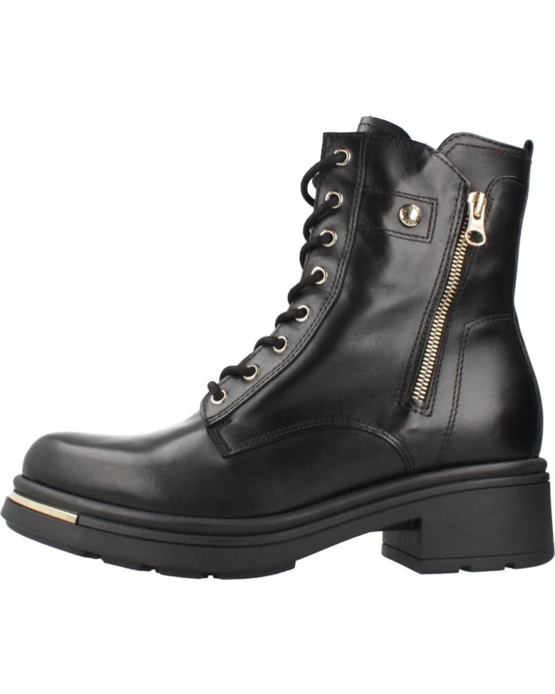 BOTTINES BIKER NERO GIARDINI I514861D NOIRES À LACETS ET FERMETURE ÉCLAIR 100