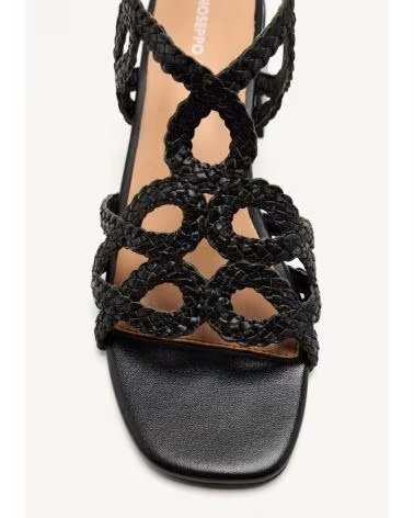 GIOSEPPO ABSATZSANDALEN AUS GEFLOCHTENEM LEDER CRESCENT 75451 SCHWARZ DAMEN NEGRO