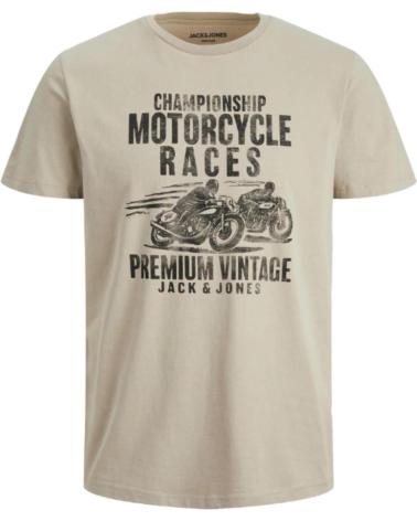 JACK & JONES MOTORCYCLE RACES T-SHIRT 12225737 BEIGE BEIGE