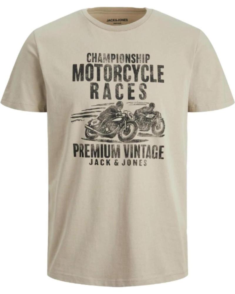 JACK & JONES MOTORCYCLE RACES T-SHIRT 12225737 BEIGE BEIGE
